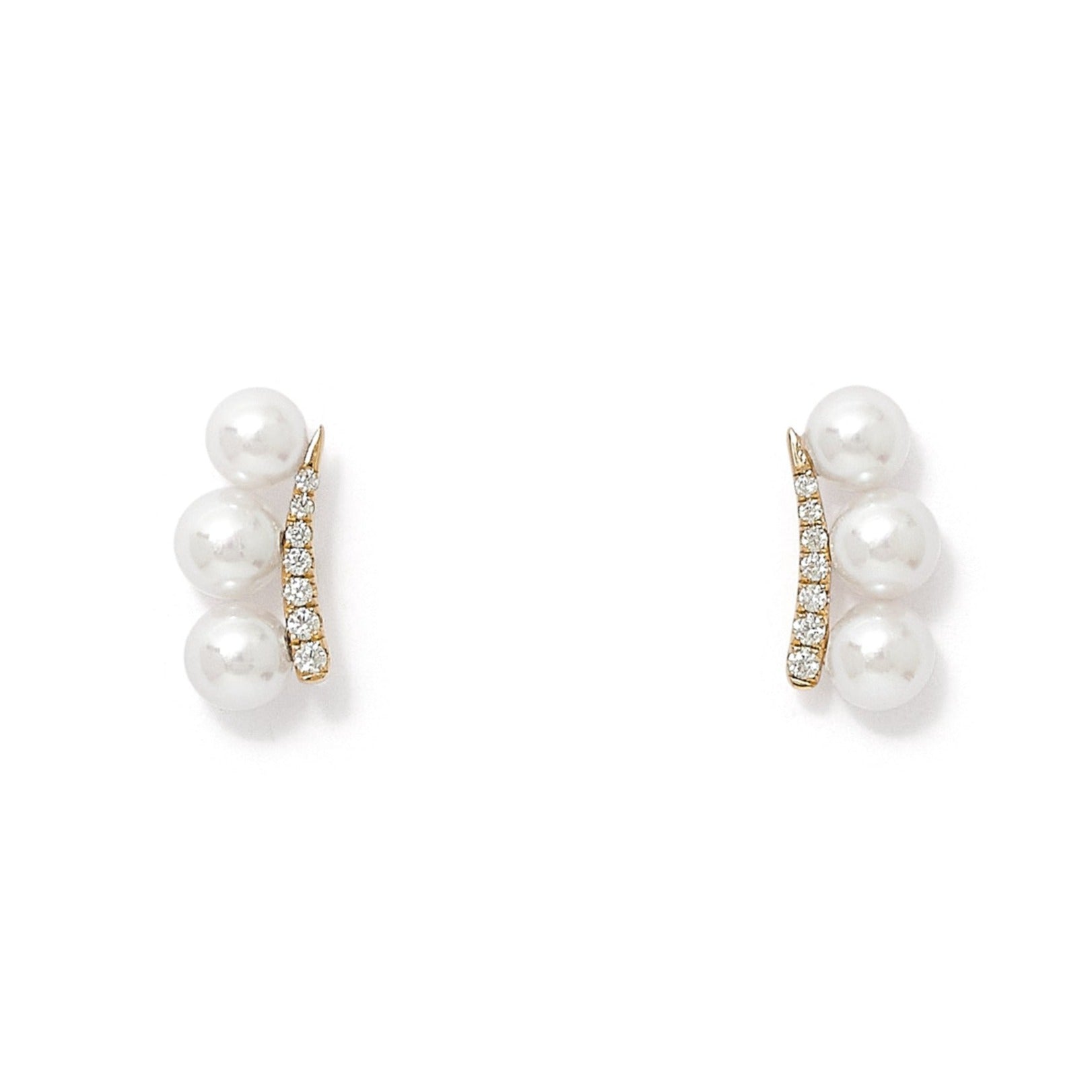 Stella Cultured Akoya Pearl Stud Earrings With Sparkle Curve