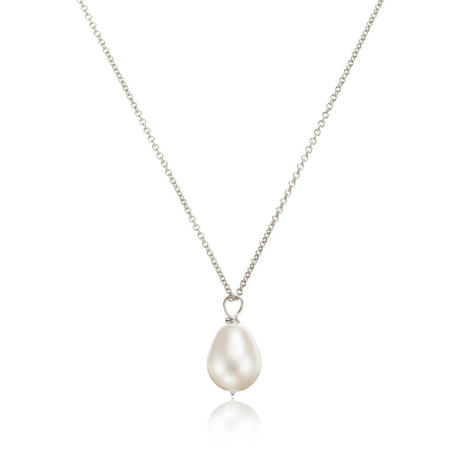 Sterling Silver Large Pearl Necklace