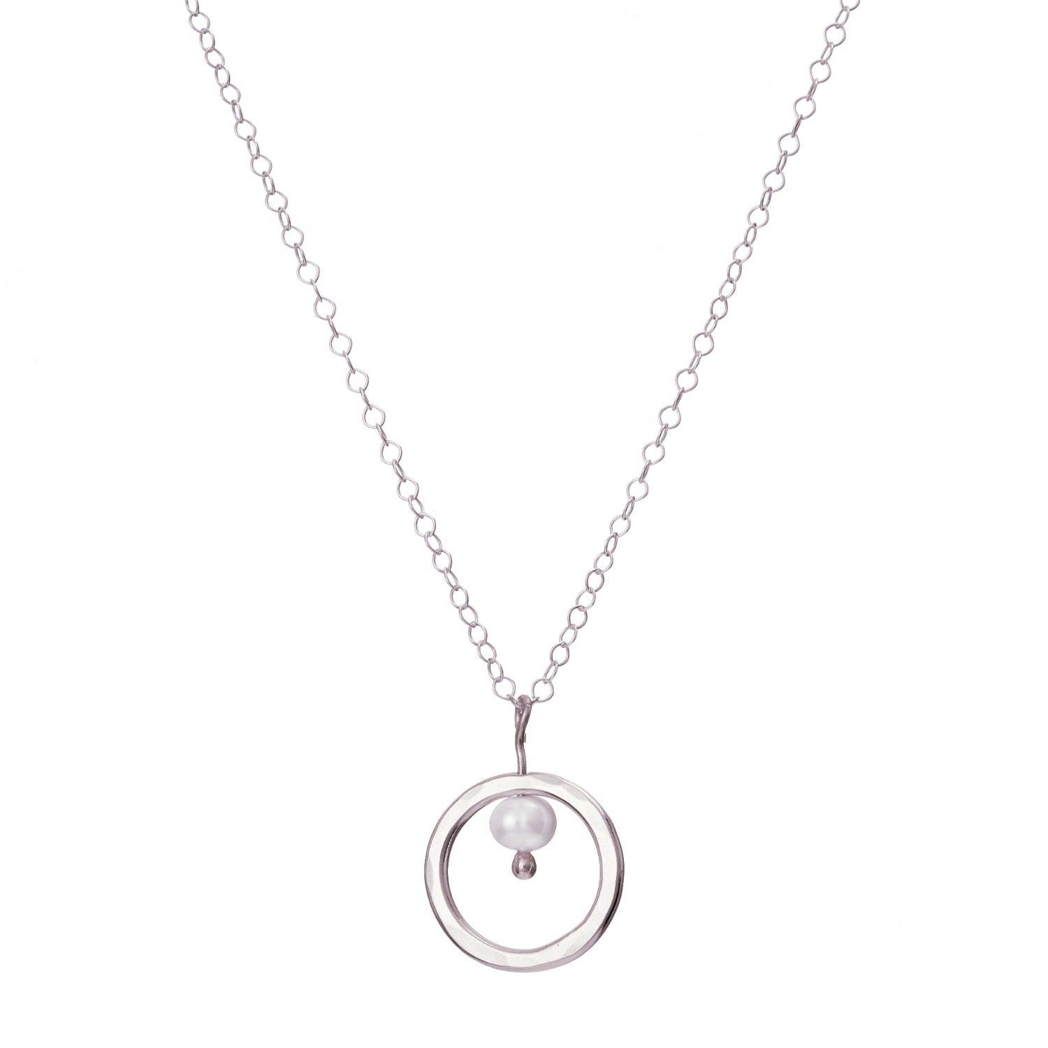 Sterling Silver Pearl And Circle Necklace