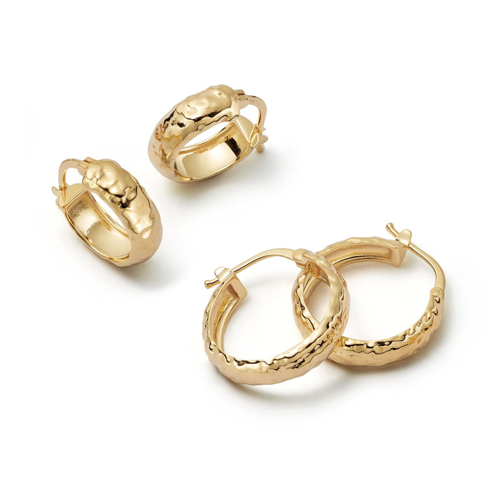 textured-hoop-earring-stack-18ct-gold-plated-daisy-london