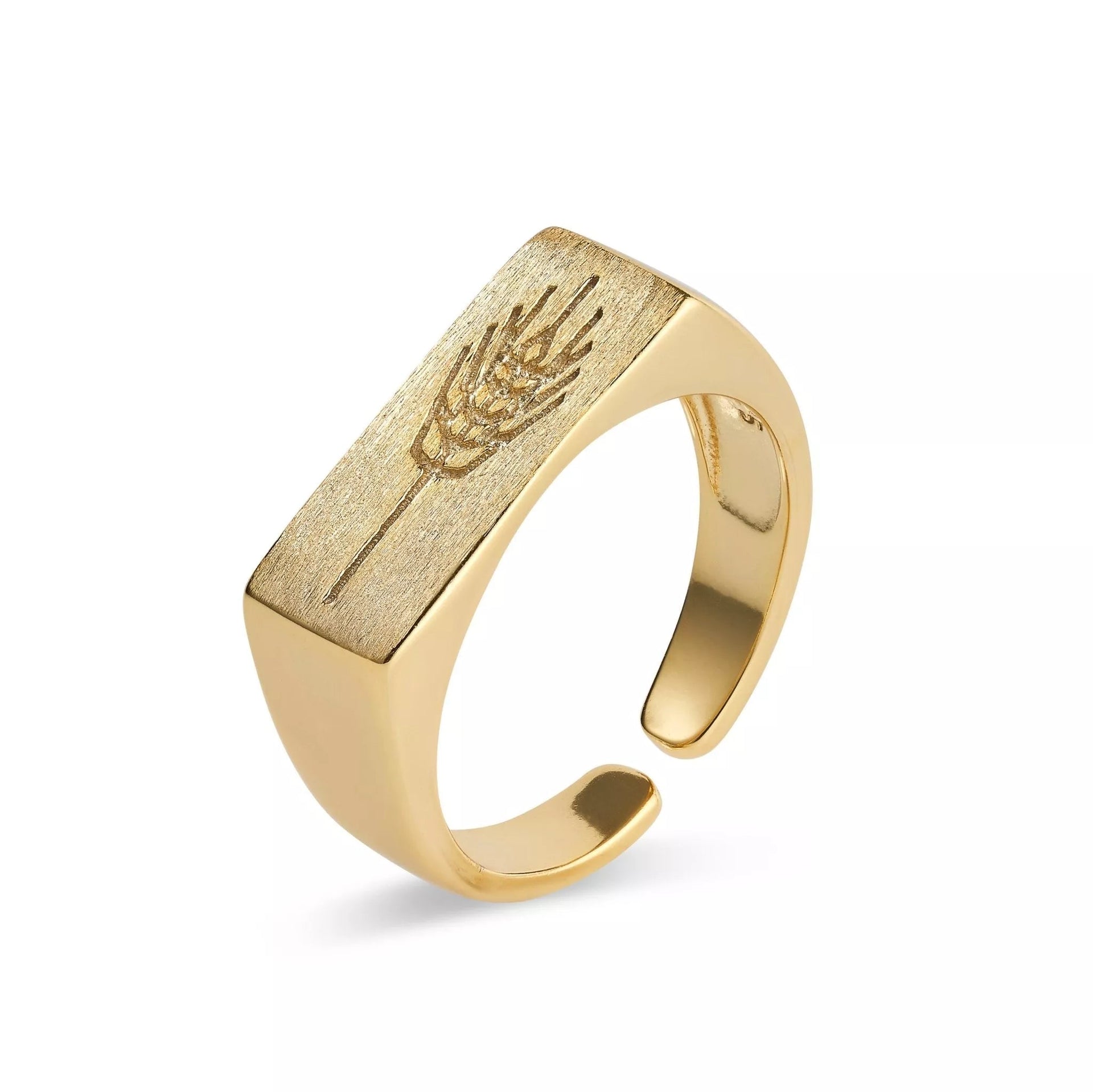 Thick Gold Wheat Signet Ring