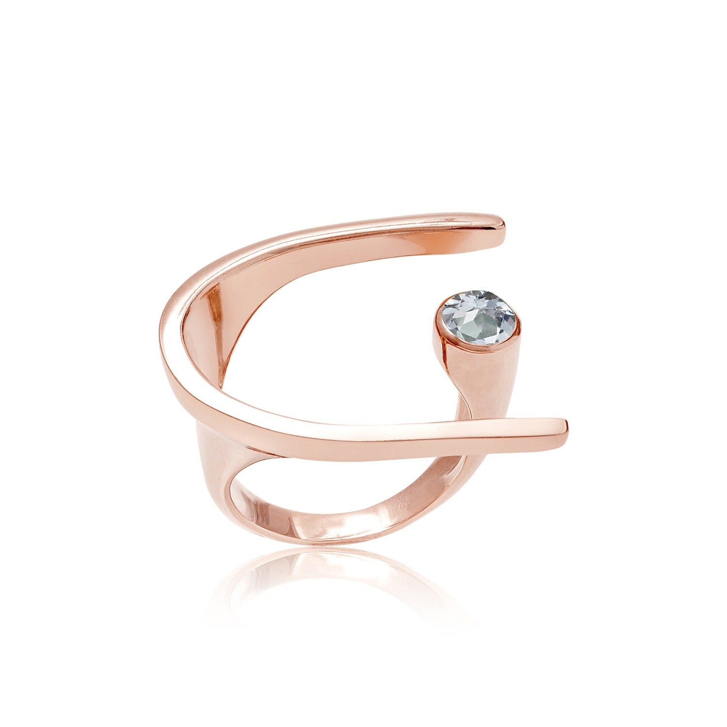 Lunaria Rose Gold Ring With Blue Topaz