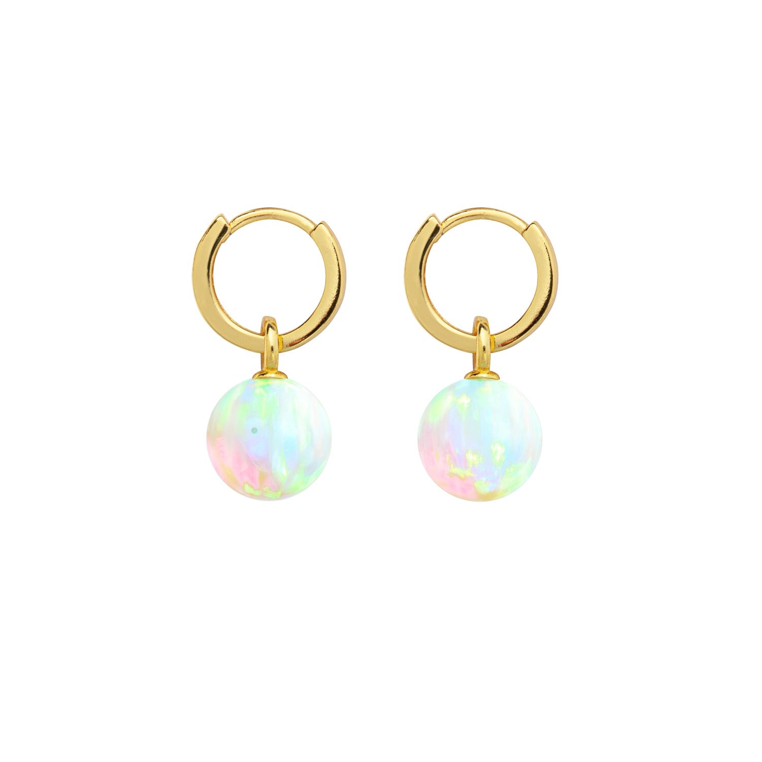 Sea Opal Hoop Earrings Gold