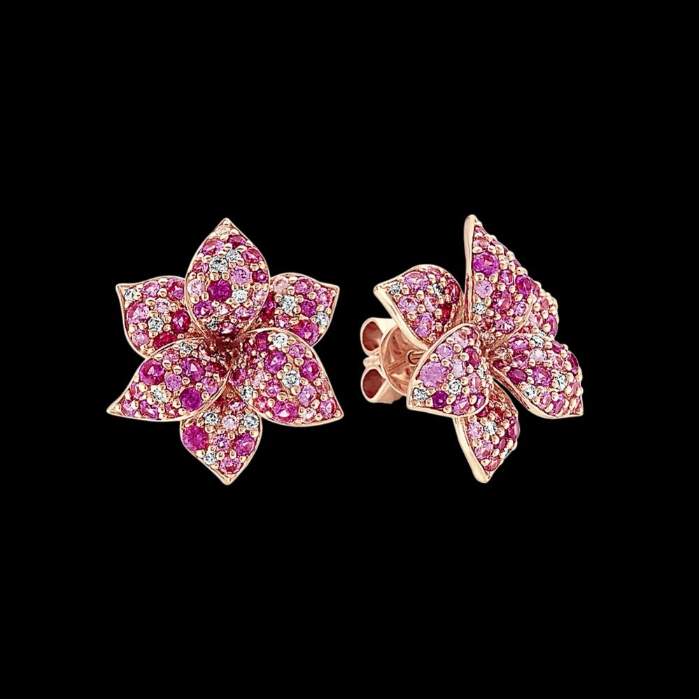 mosaic-pink-sapphire-diamond-flower-earrings