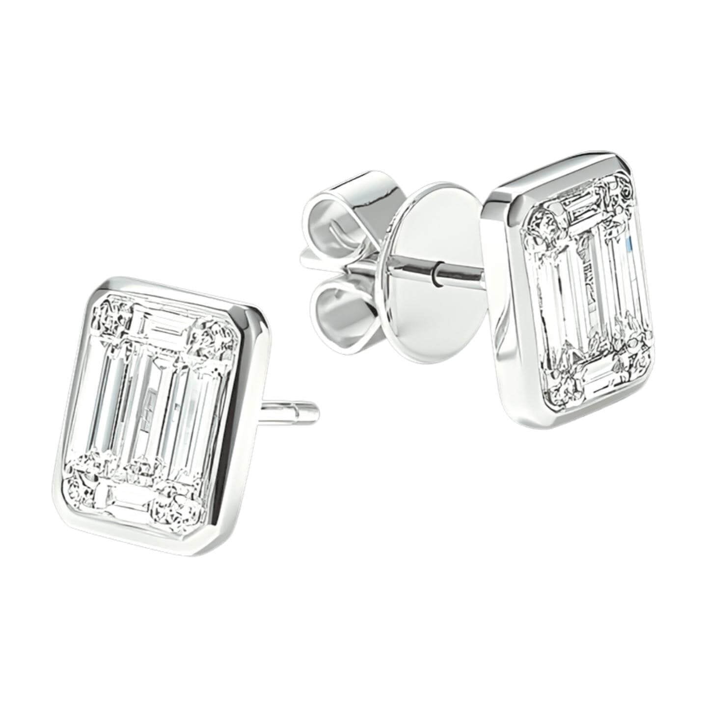 baguette-diamond-cluster-studs