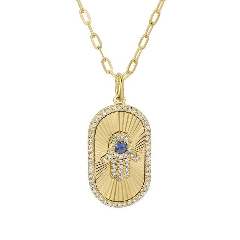 gold-diamond-line-fluted-sapphire-evil-eye-diamond-necklace