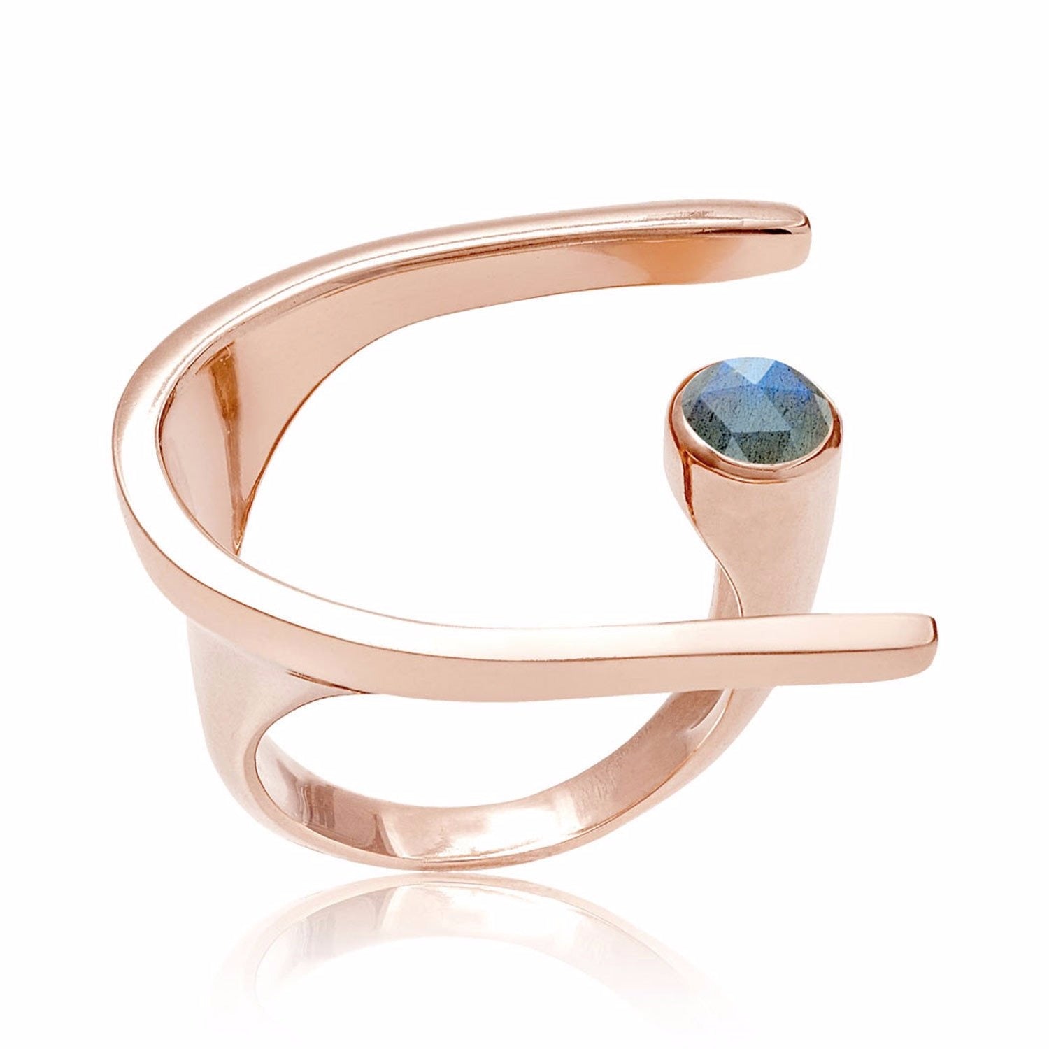 Lunaria Rose Gold Cocktail Ring With Labradorite