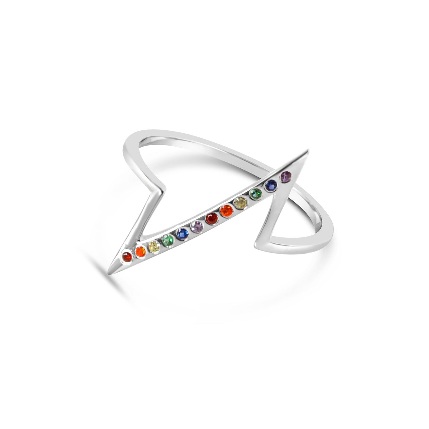 Rainbow Breakline Ring Silver