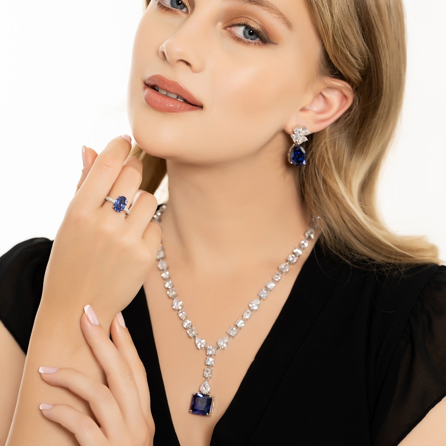 Victoria Teardrop Earrings Silver Tanzanite