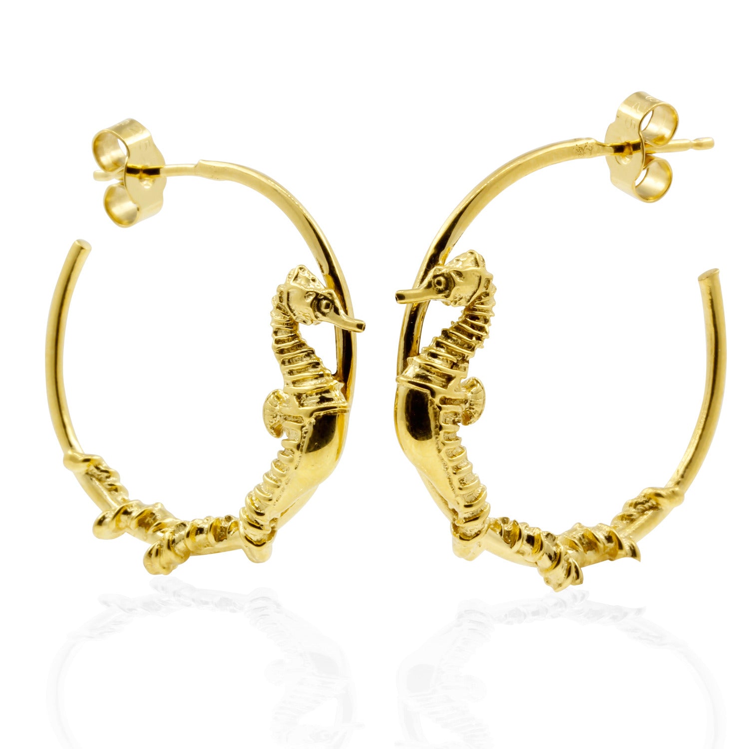 Seahorse Hoop Earrings Gold