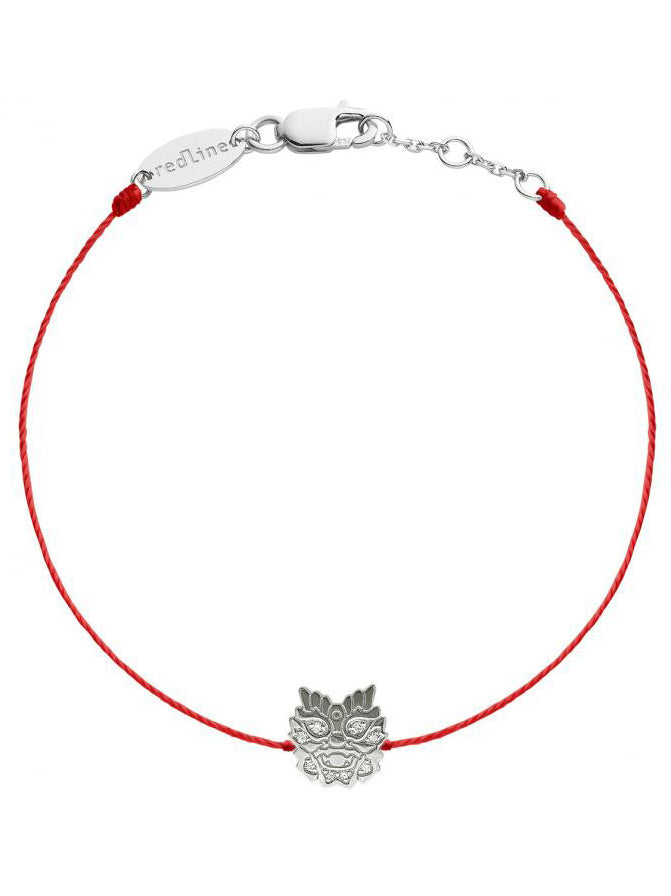 Mini Ryu Dragon Red String White Gold Bracelet