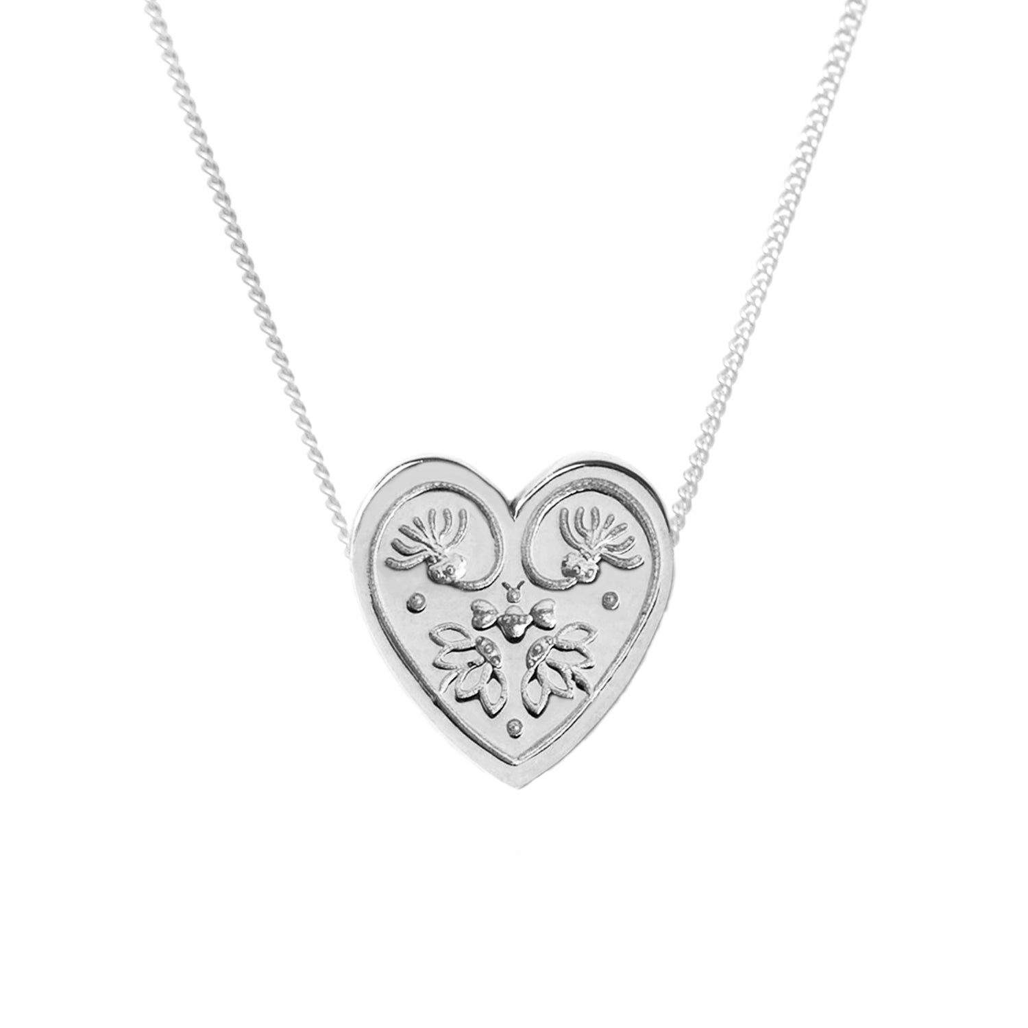 Wildflower Heart Necklace Silver