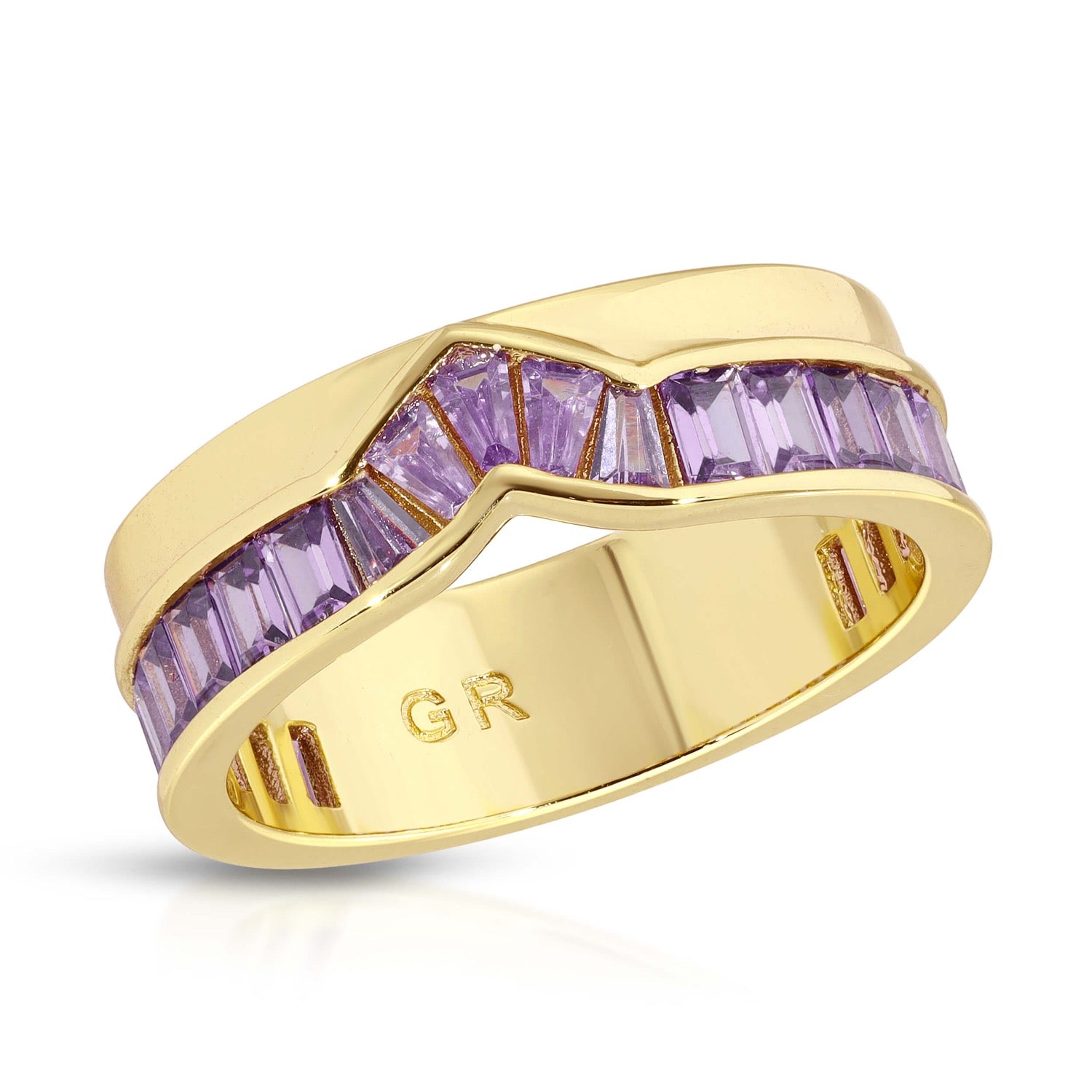 Peak Baguette Band Ring Amethyst