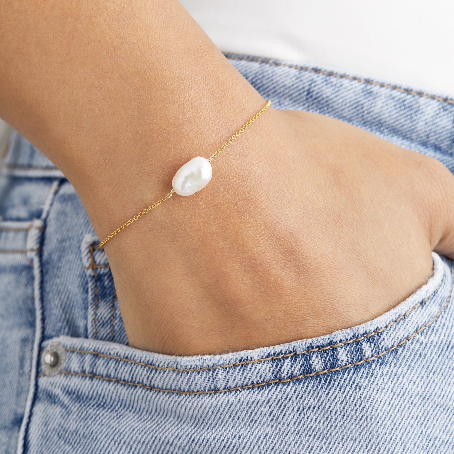 Sterling Silver Large Pearl Bracelet