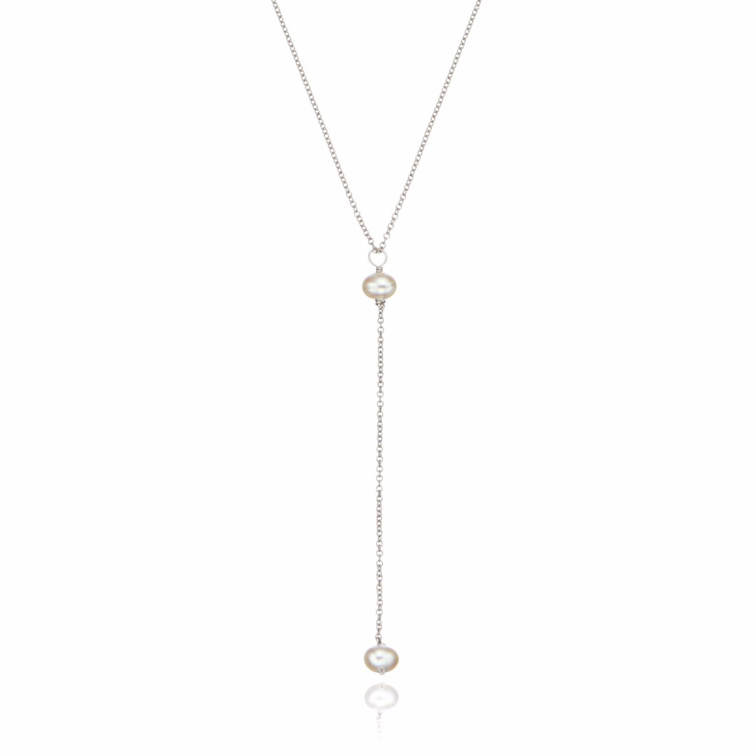 Sterling Silver Pearl Lariat Necklace