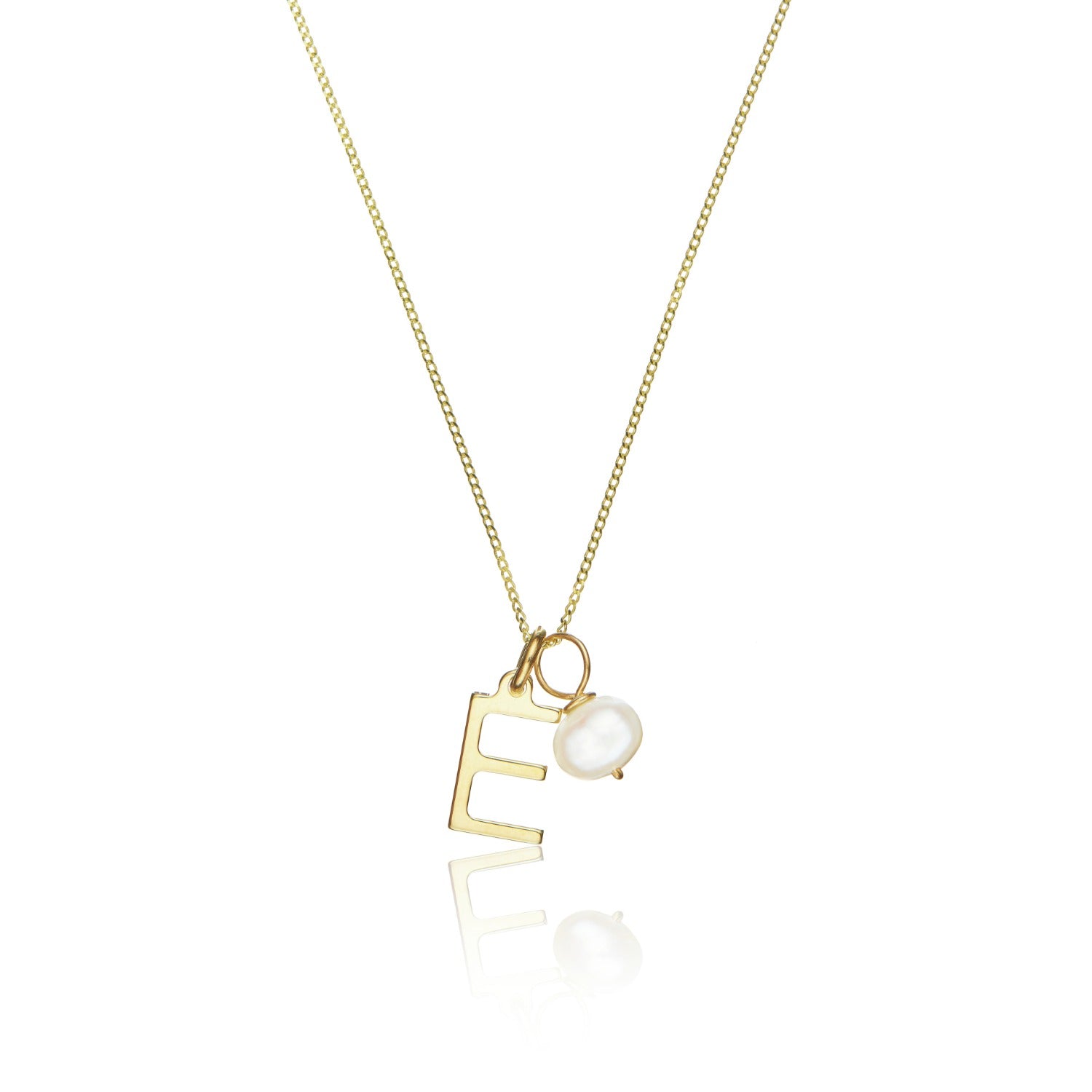 Gold Initial And Pearl Drop Necklace