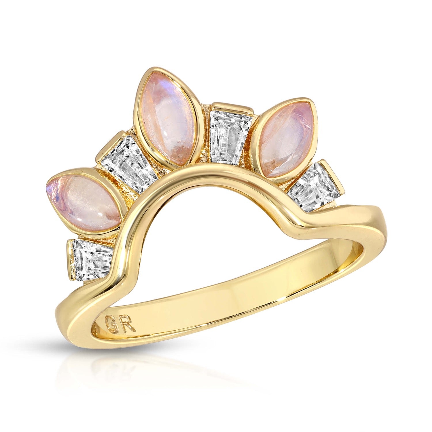 Seven Wonders Arc Ring Rainbow Moonstone