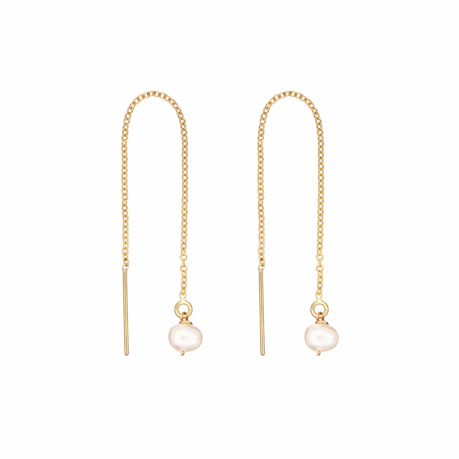 Gold Threader Pearl Drop Earrings