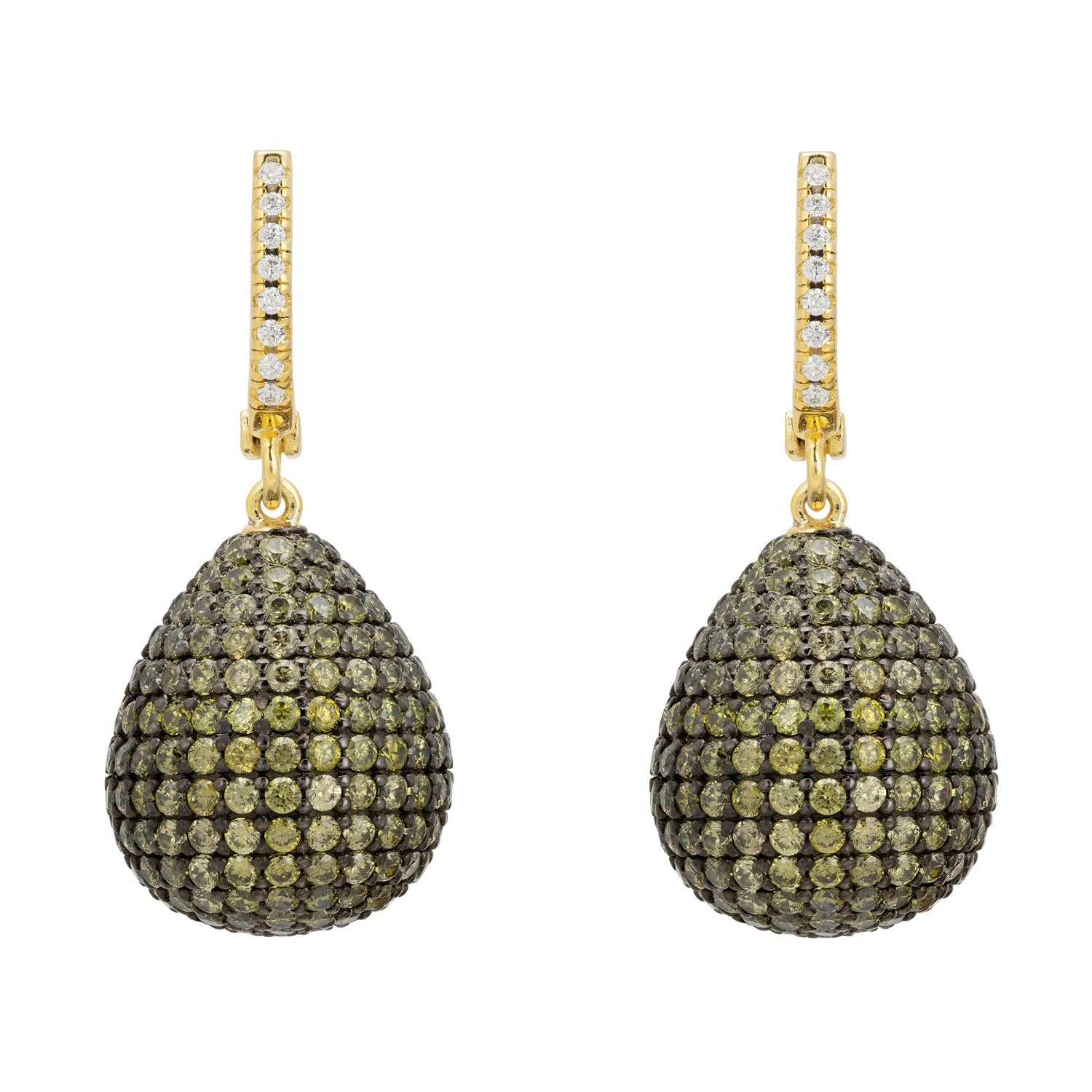 Valerie Pear Drop Gemstone Earrings Gold Peridot Cz