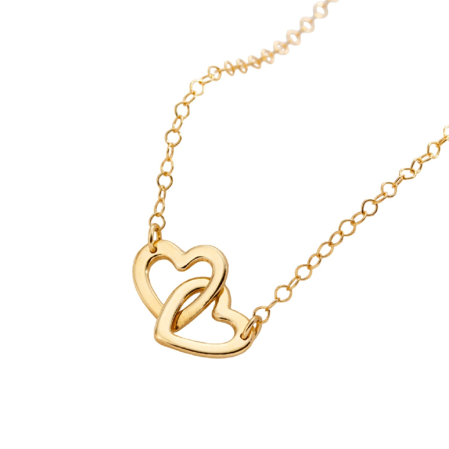 Yellow Gold Plated Double Heart Necklace