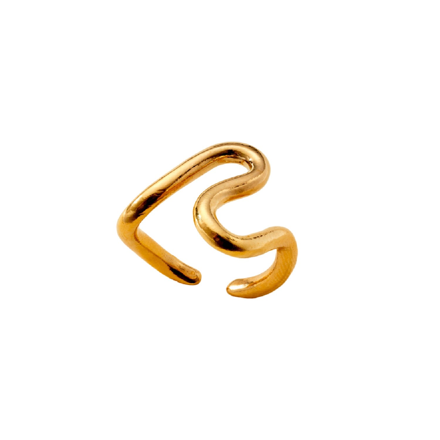 Yellow Gold Plated Squiggle Open Ring