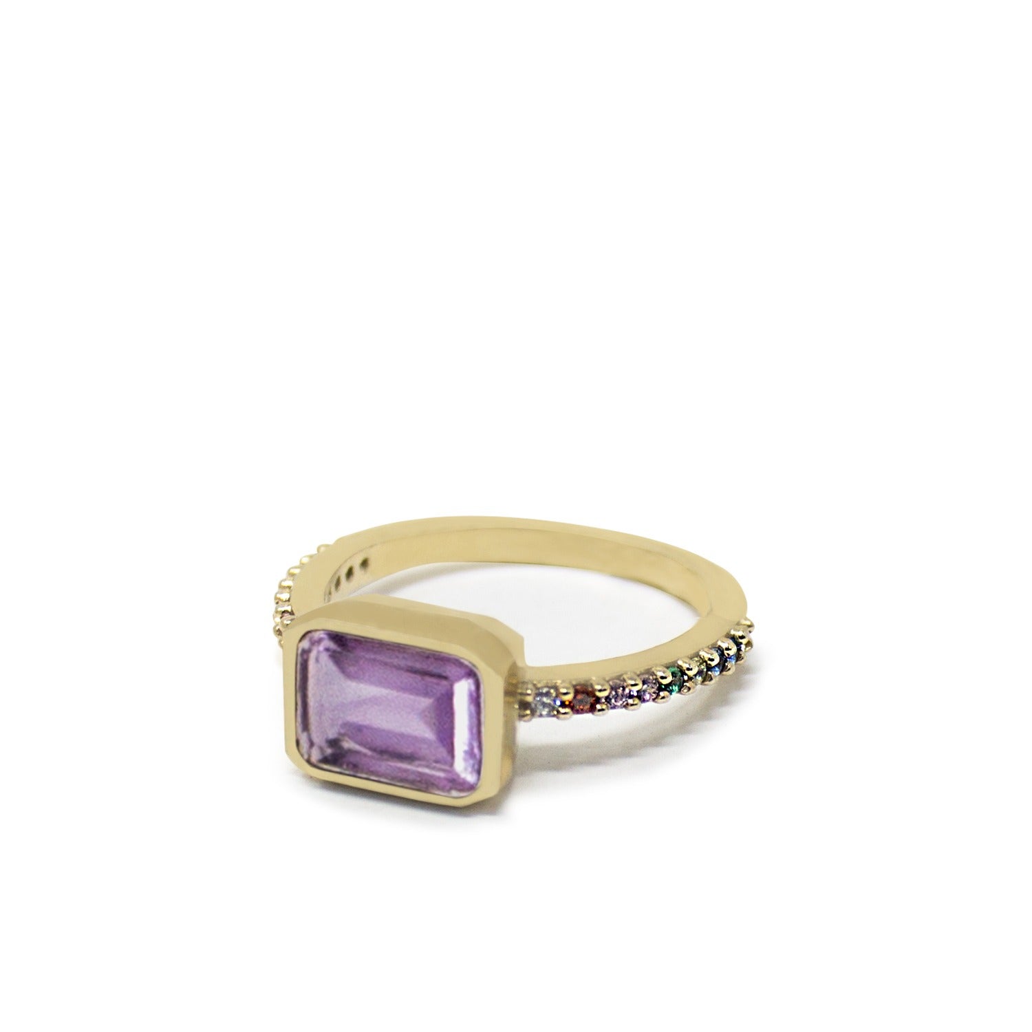 Luccichio Gold Vermeil Amethyst Rainbow Ring