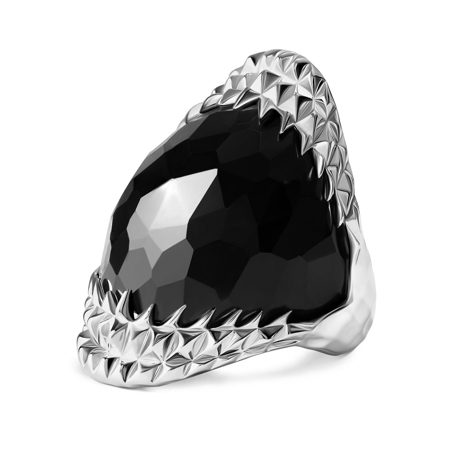 Black Vampire Bite Ring Silver