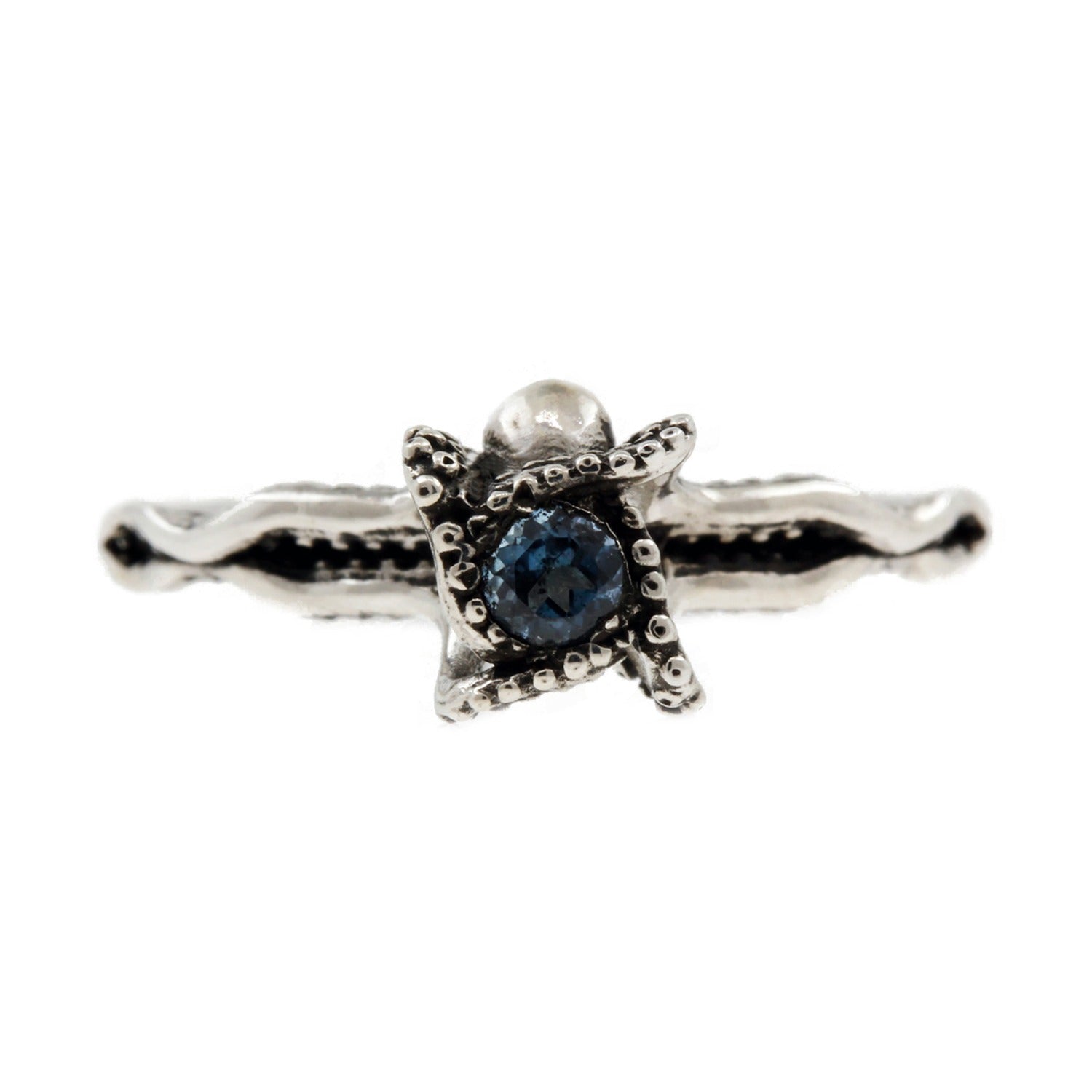 Octopus Blue Topaz Ring Silver