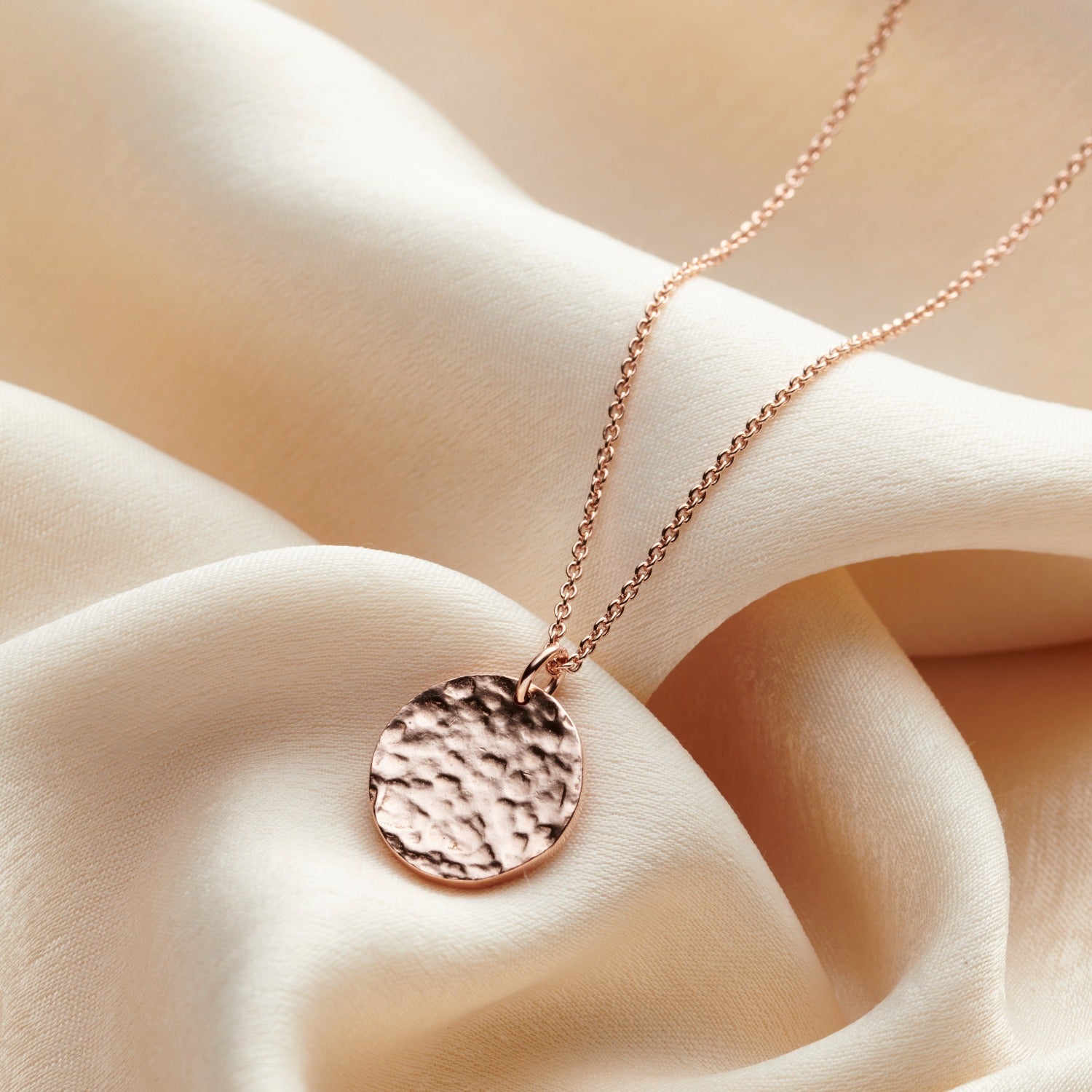 Rose Gold Plated Textured Disc Necklace