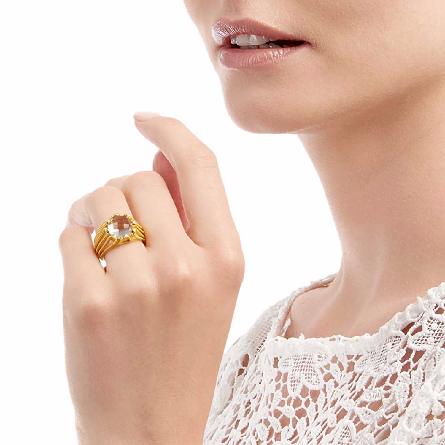 Alessia Gold Cocktail Ring With Green Amethyst