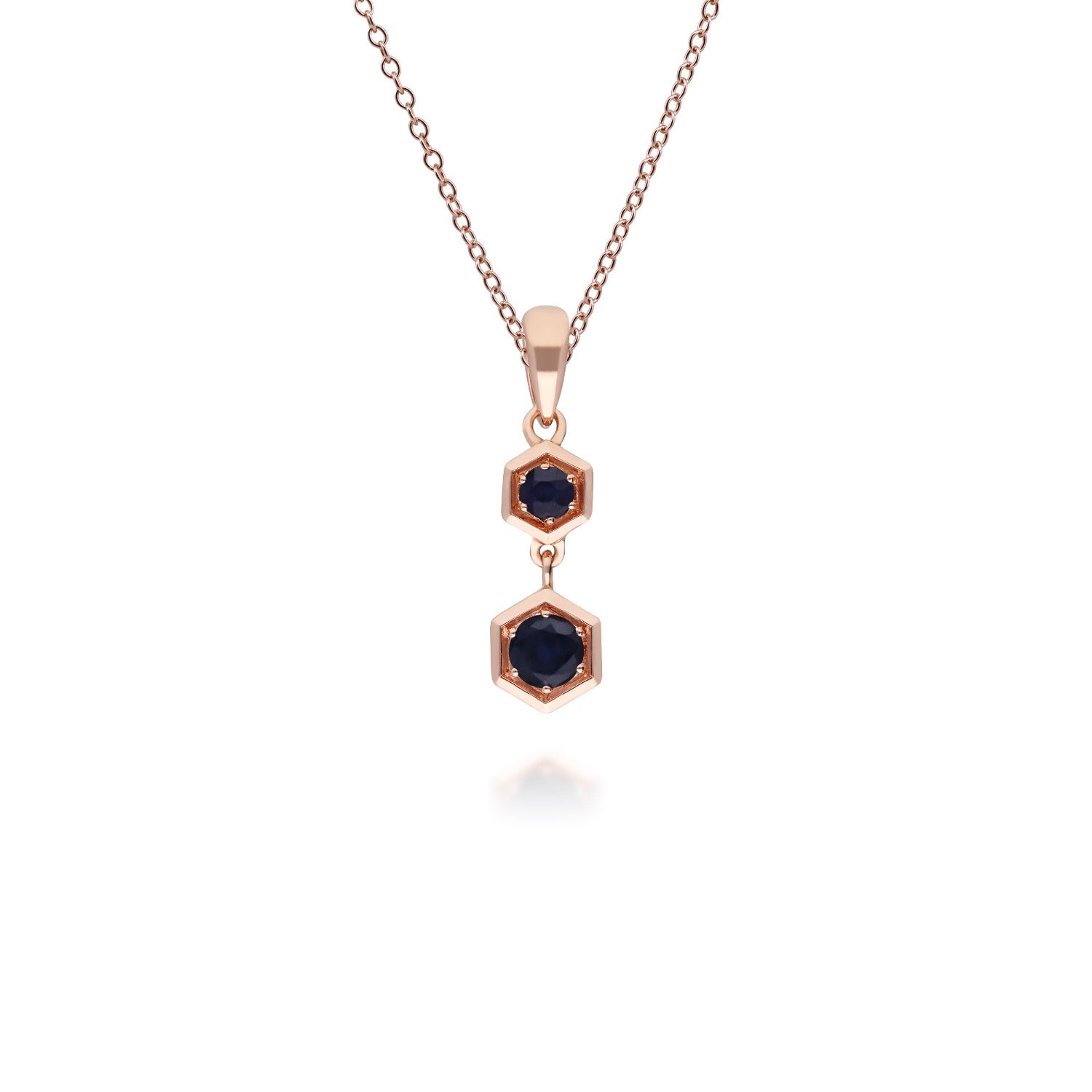 Honeycomb Sapphire Pendant Necklace In Rose Gold